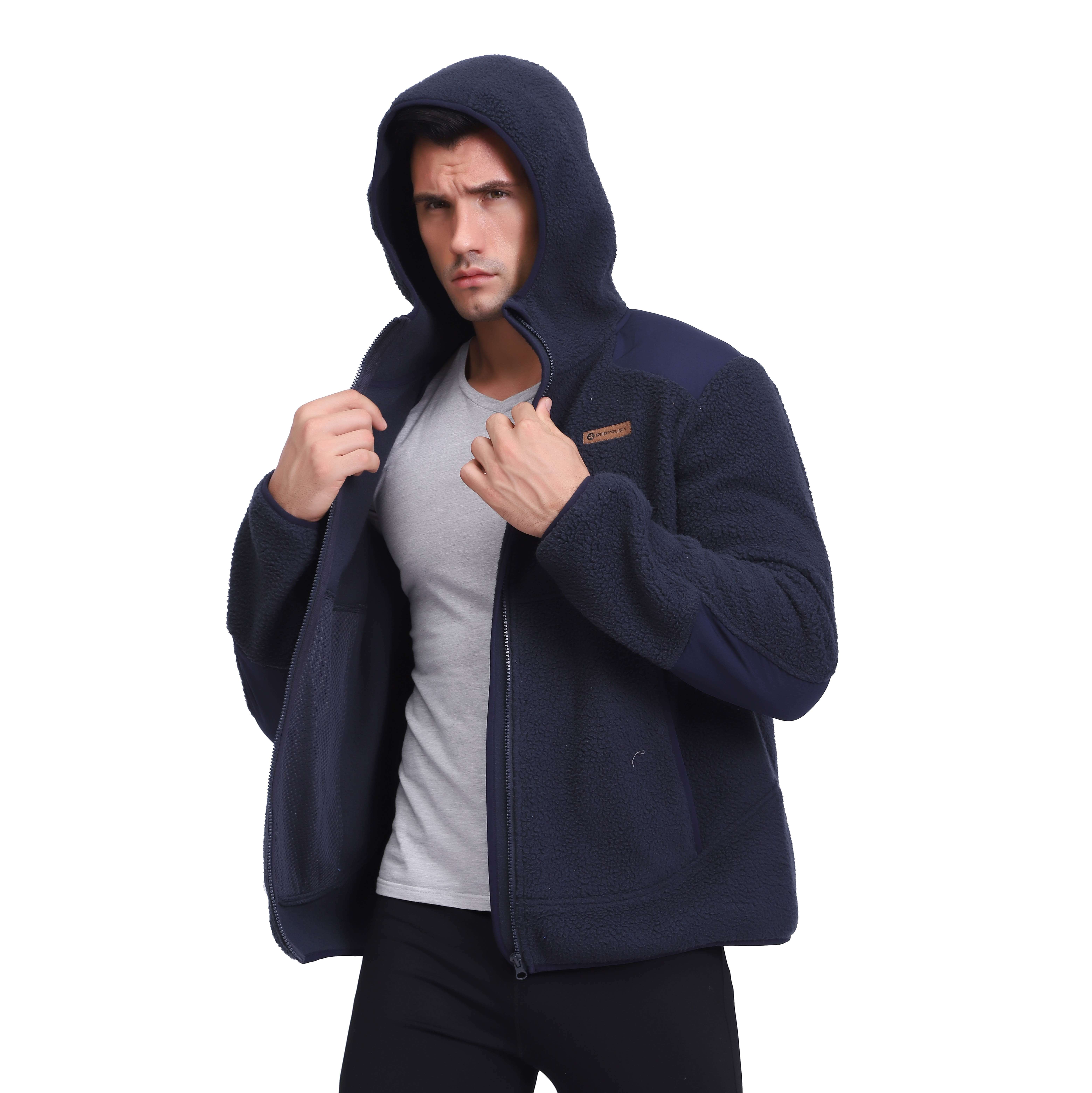 Men's Warm Recycled Polar Fleece Athleticly Stylish Zipper Hoodie