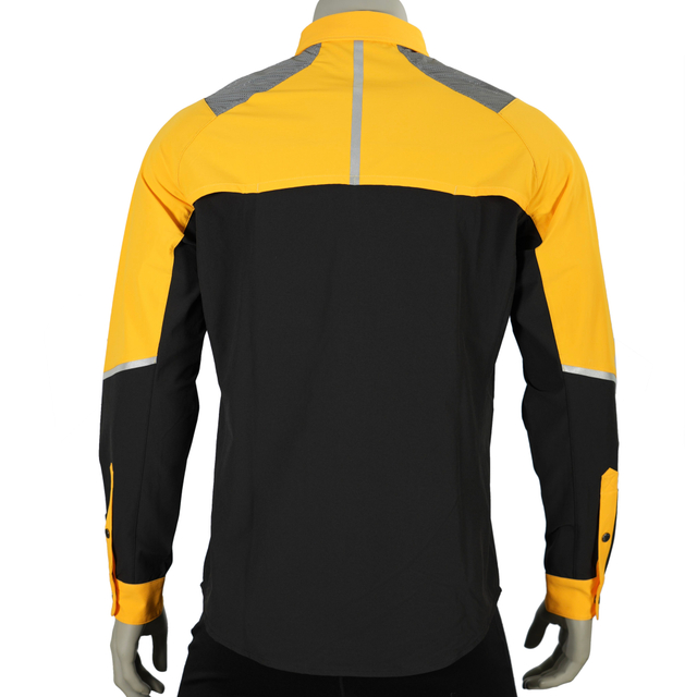 Mens Reflective Panel Hiking Camping Fishing Snaps Up Contrast Functional Shirts