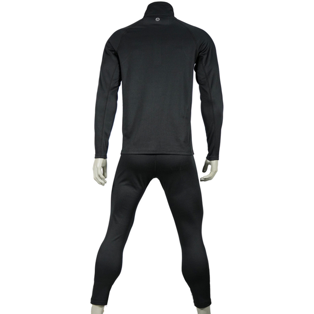 Mens Panels Yarn Dyed Inner Fleece Baselayer Half Zip Workout Thermal Set