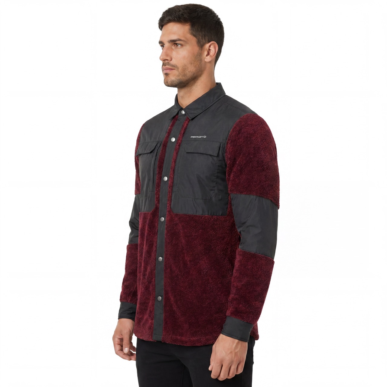 Mens Hiking Camping Windproof Shaggy Fuzzy Melange Fleece Shirts