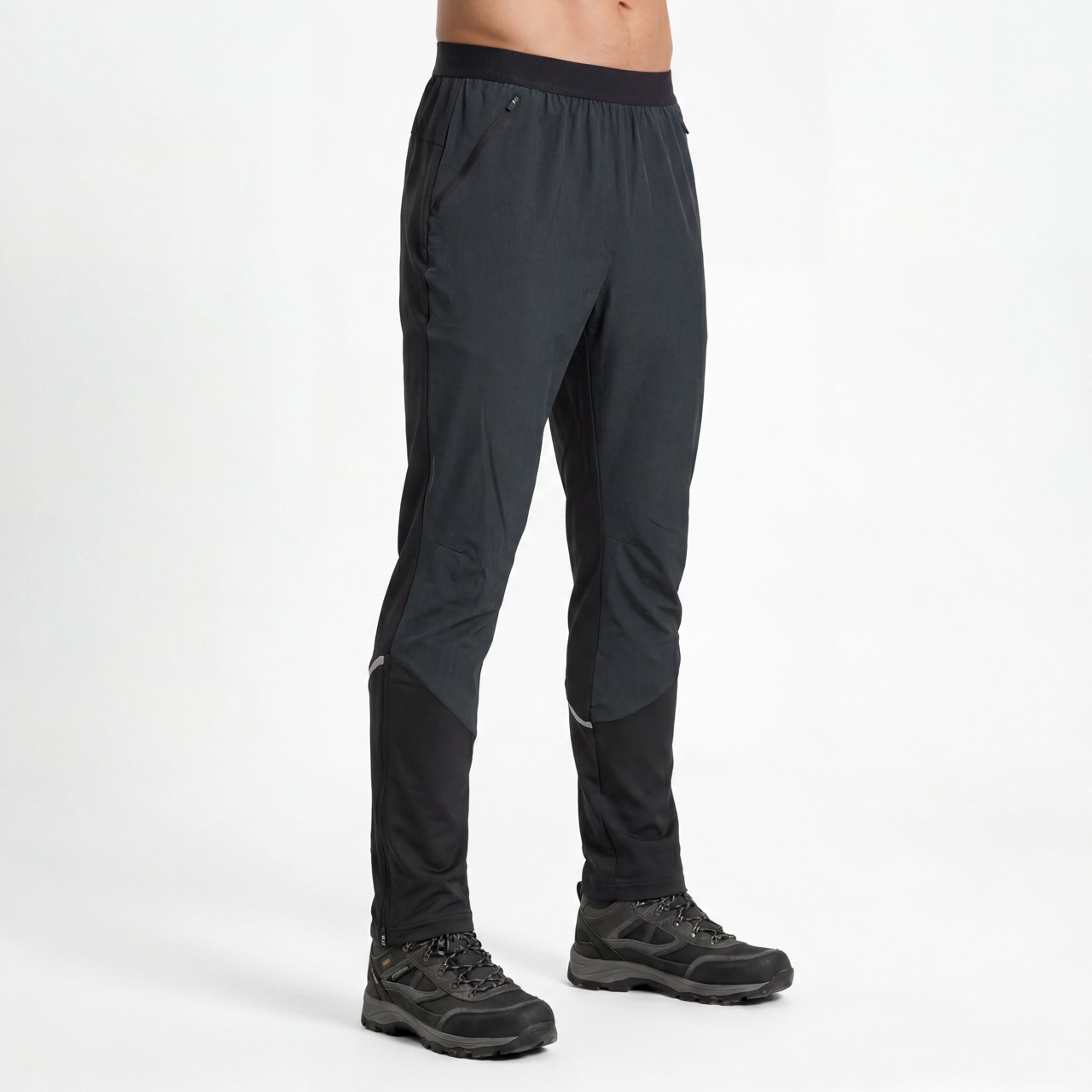 Mens Stretched Elastic Waistband Color Block Reflective Trims Active Pant