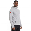 Mens Running Diagonal Placket High Collar Double Zip Raglan Sleeves Hoodie Jacket