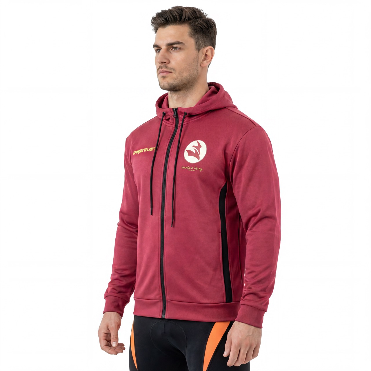 Mens Oversize Logo Print Sports Zip Through Hoodie 