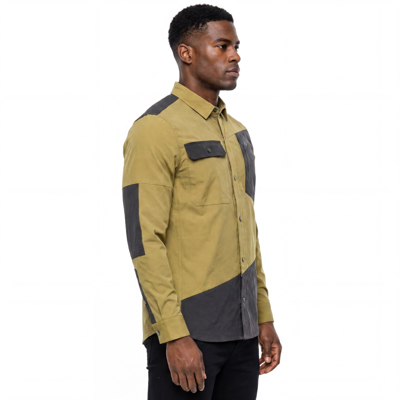 Mens Hiking Shirts Zip Patch Pocket Trekking Tops