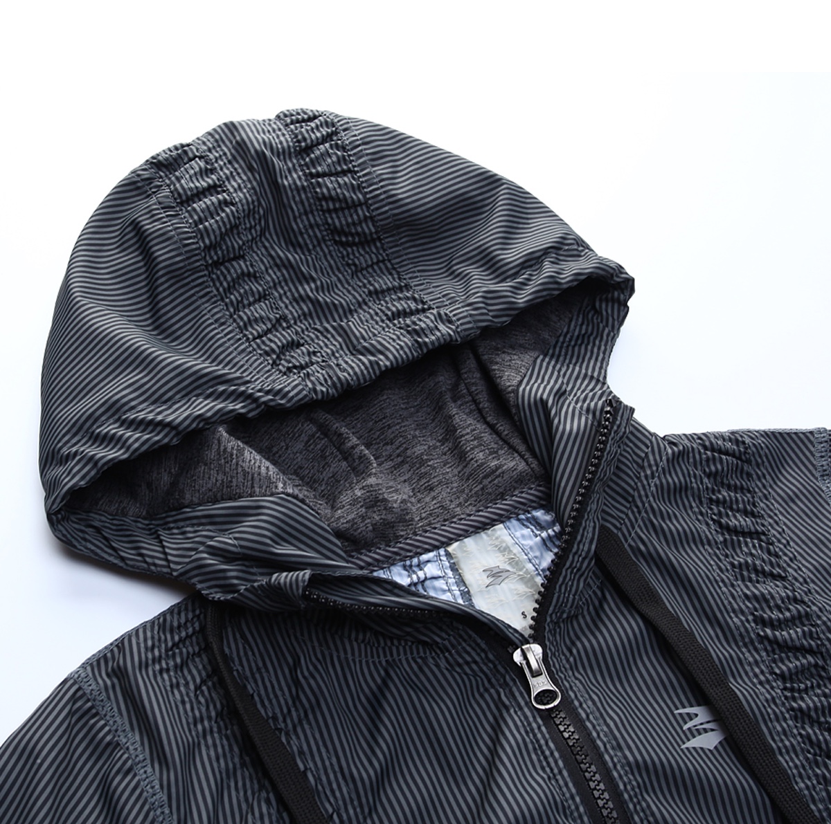 Women's Stripes Print Lightweight Full Zip Rib Hem Hoodie Jackets 