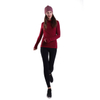Women's Yoga Pullover Red Thermal Fleece Athletic Long Sleeve Running Top with Thumb Hole Zip Pocket