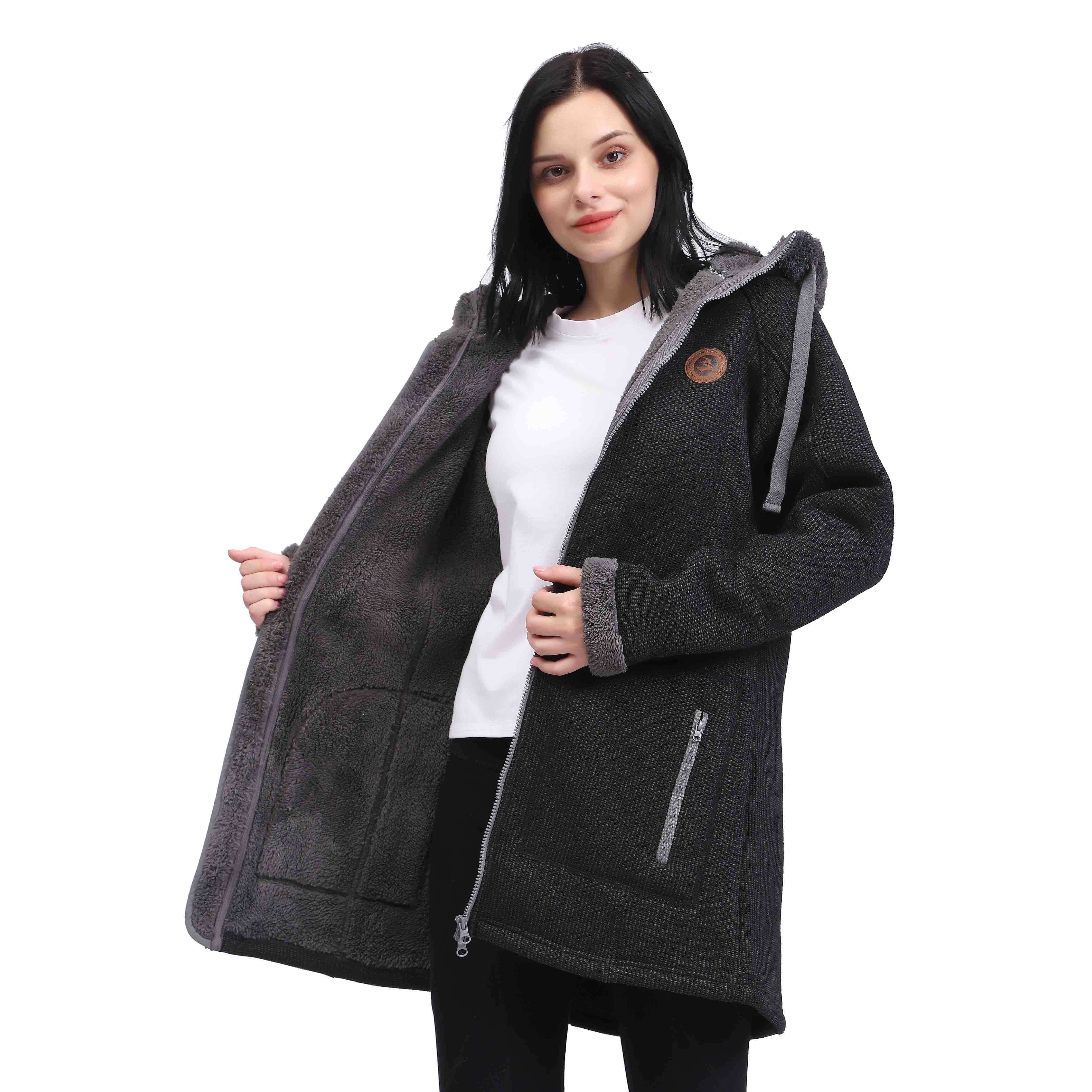 Women Sherpa Fleece Bonded Winter Parka Overcoat Jacket