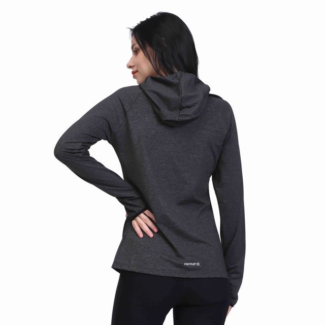 Women's Cowl Neck Shoulder Zipper Pocket Running Pullover Hoodie 