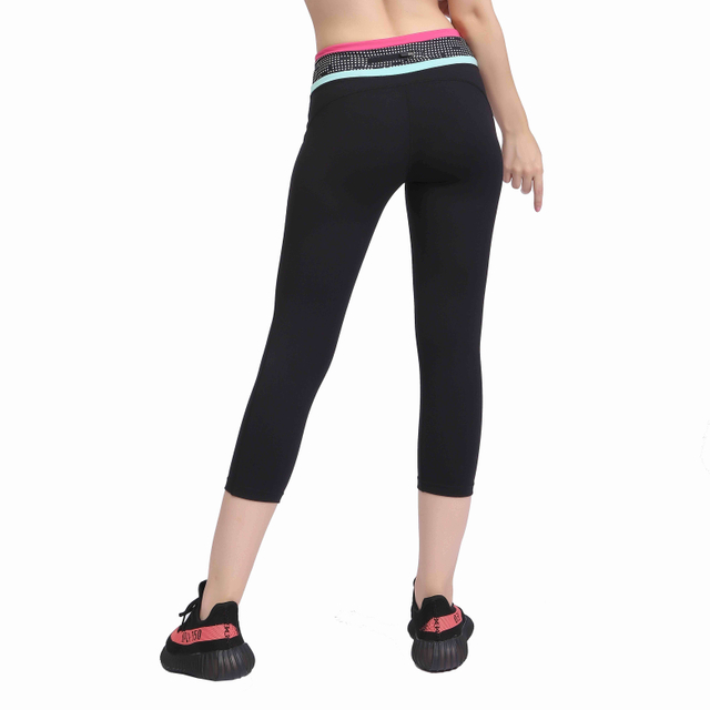Women Cool Touch Color Block Waist Capri Tight