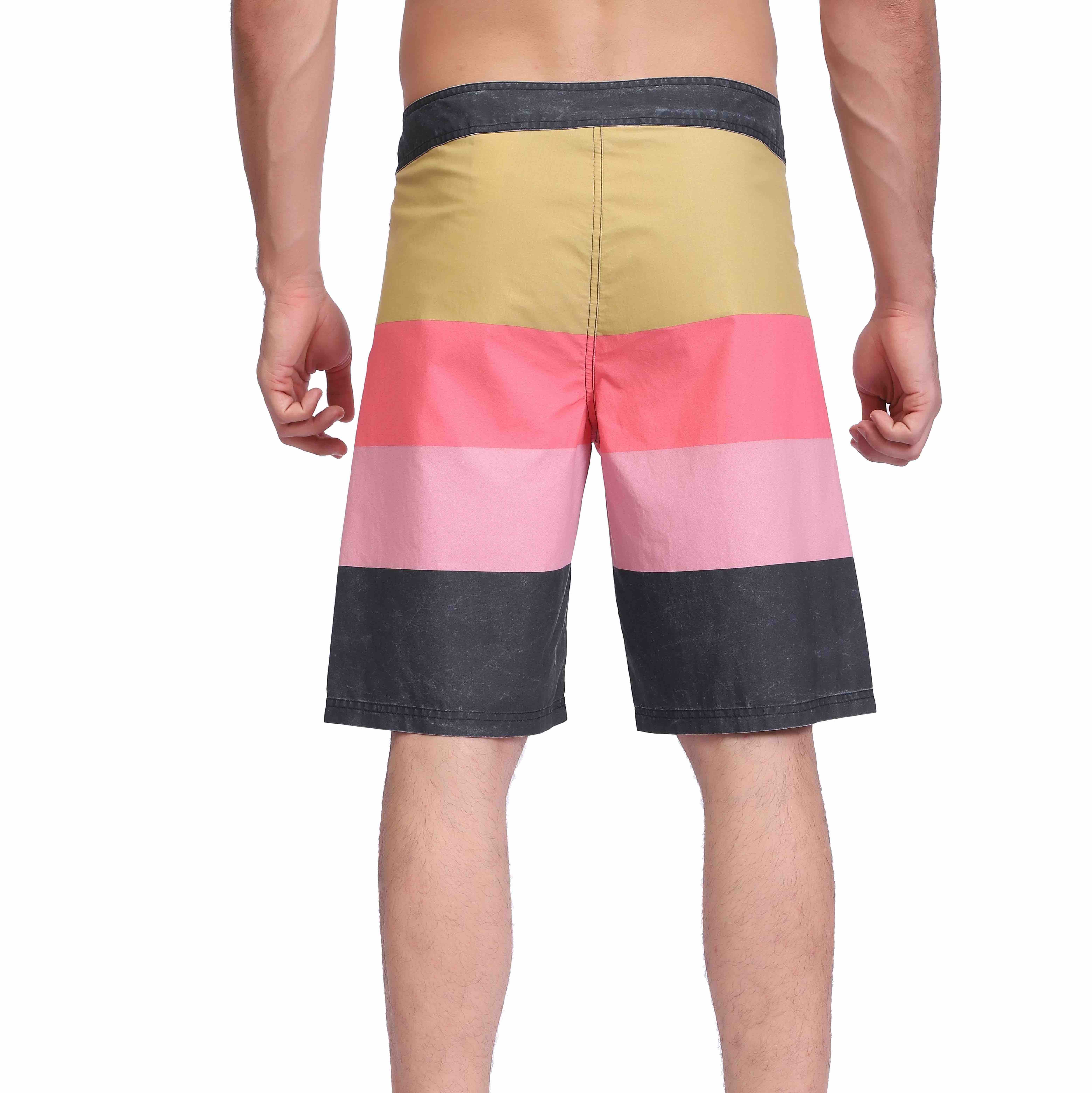Mens Swim Trunk Knee Length Boardshort Active Flex Heavy Stripes Printed