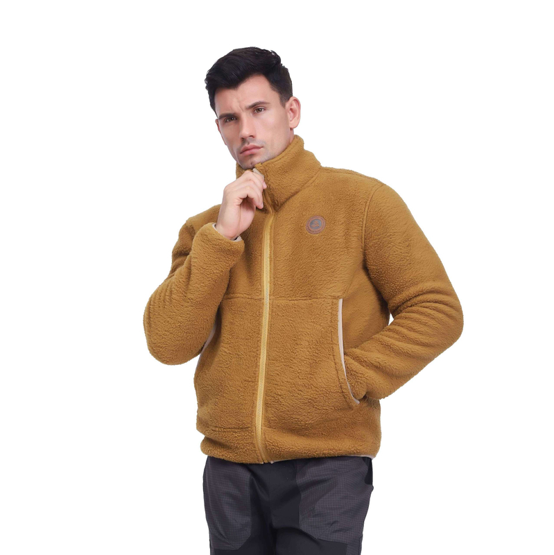 Men's Heavy Anti-Static Polar Fleece Hiking Zipper Short Jacket Winter Top