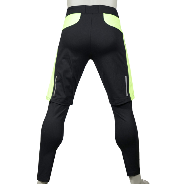 Mens Wind Proof Outdoor Quilting Color Block Baselayer 2 in 1 Adjustable Waist Pant