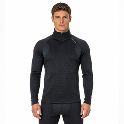 Mens Panels Yarn Dyed Inner Fleece Baselayer Half Zip Workout Thermal Tops