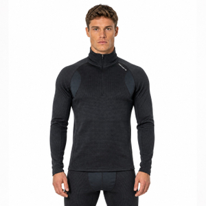 Mens Panels Yarn Dyed Inner Fleece Baselayer Half Zip Workout Thermal Tops