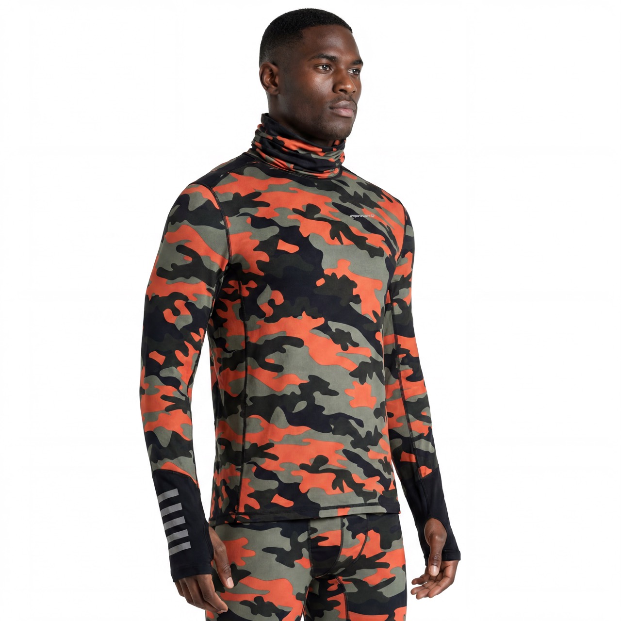 Mens Camouflage Print Baselayer High Collar Jersey Tops