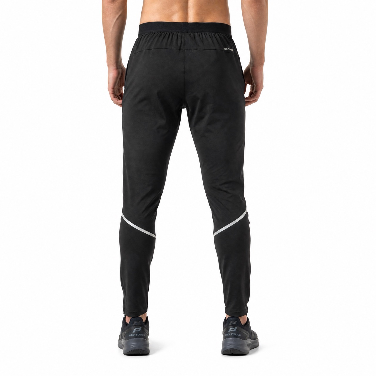 Mens Stretched Elastic Waistband Color Block Reflective Trims Active Pant
