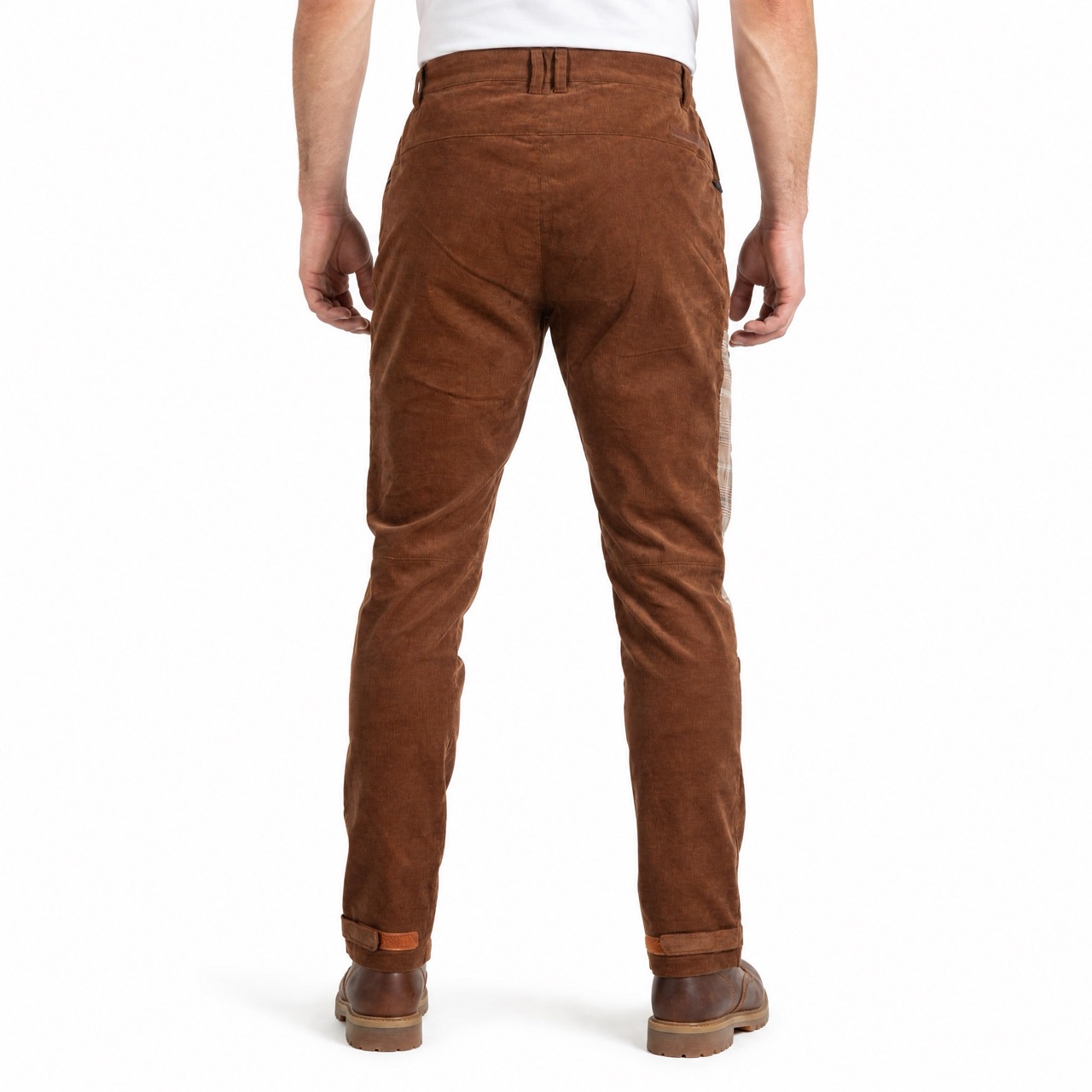 Mens Corduroy Check Panels Hiking Pant Trekking Trousers