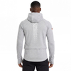 Mens Running Diagonal Placket High Collar Double Zip Raglan Sleeves Hoodie Jacket