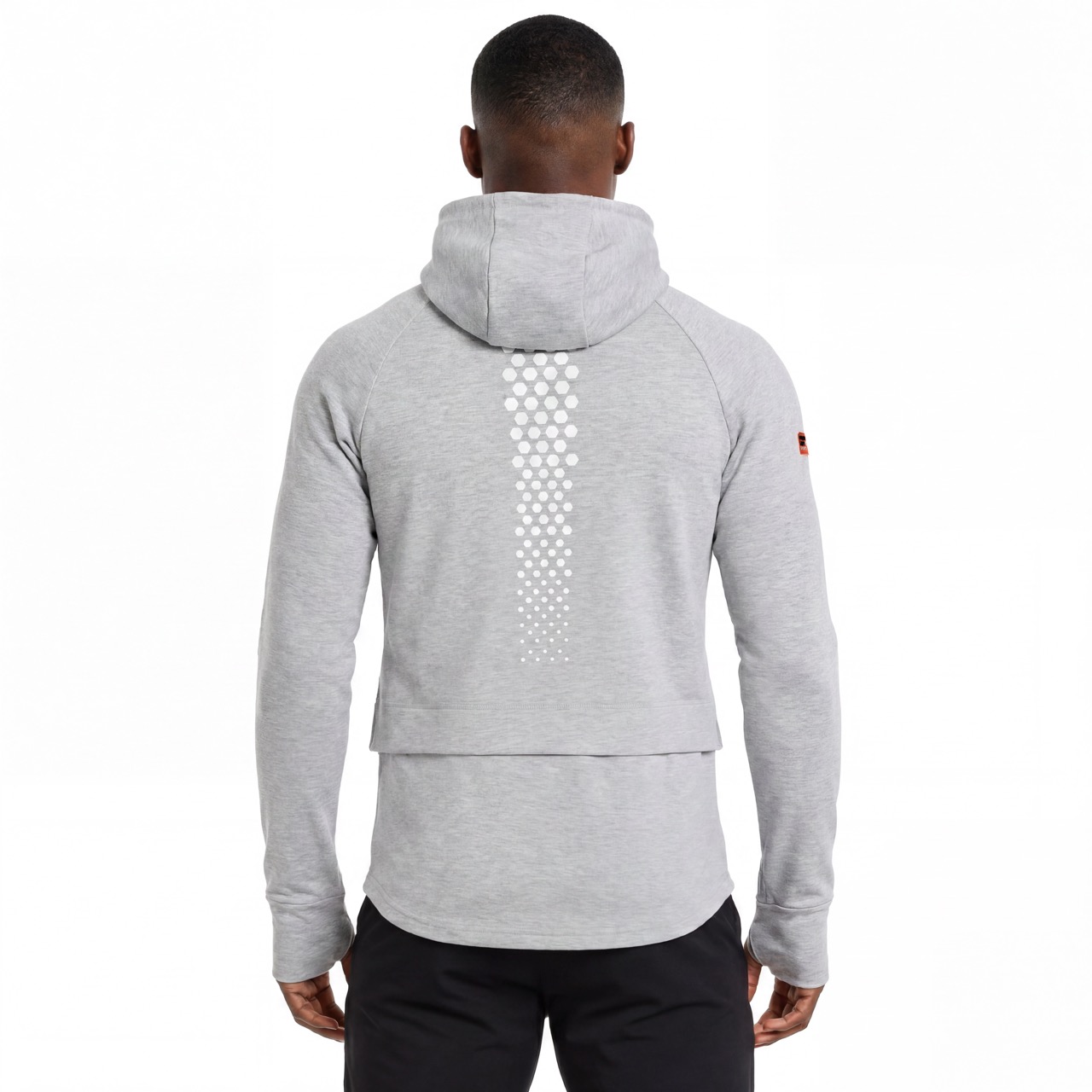 Mens Running Diagonal Placket High Collar Double Zip Raglan Sleeves Hoodie Jacket