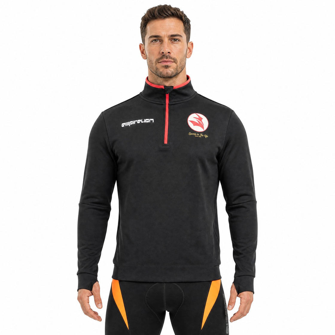 Mens Half Zip Piping Trim Sports Pullover Tops