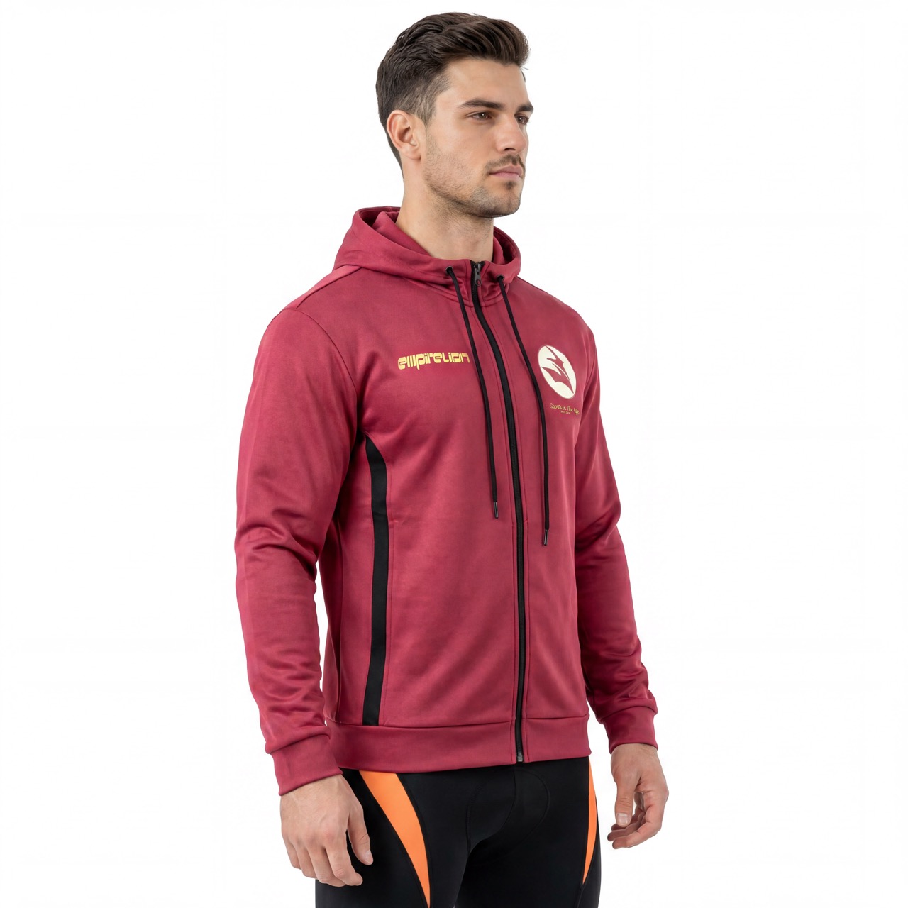 Mens Oversize Logo Print Sports Zip Through Hoodie 