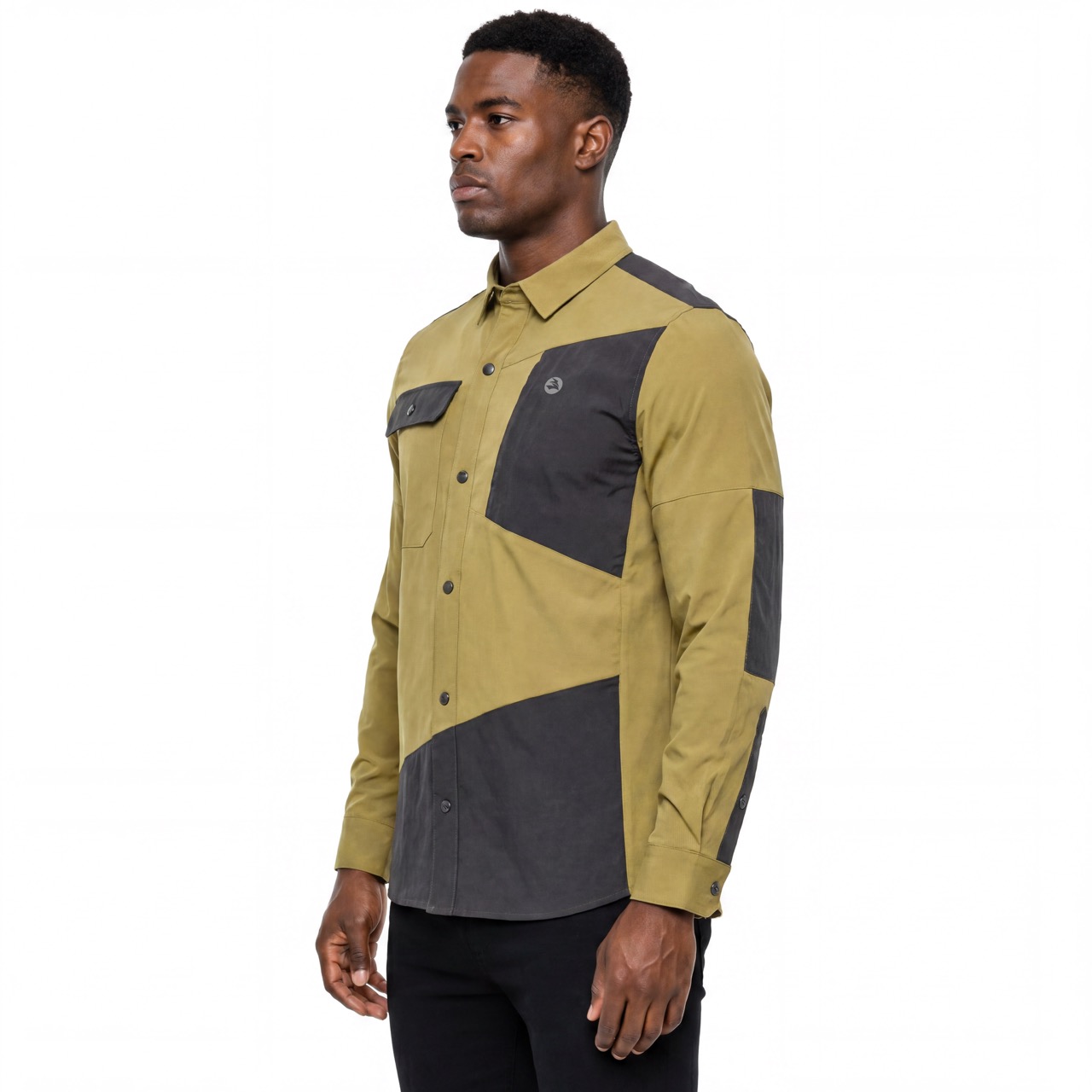 Mens Hiking Shirts Zip Patch Pocket Trekking Tops