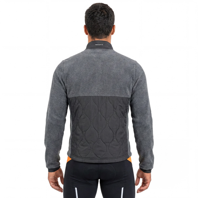Mens Quiting Padded Panels Warm Polar Fleece Cycling Jacket