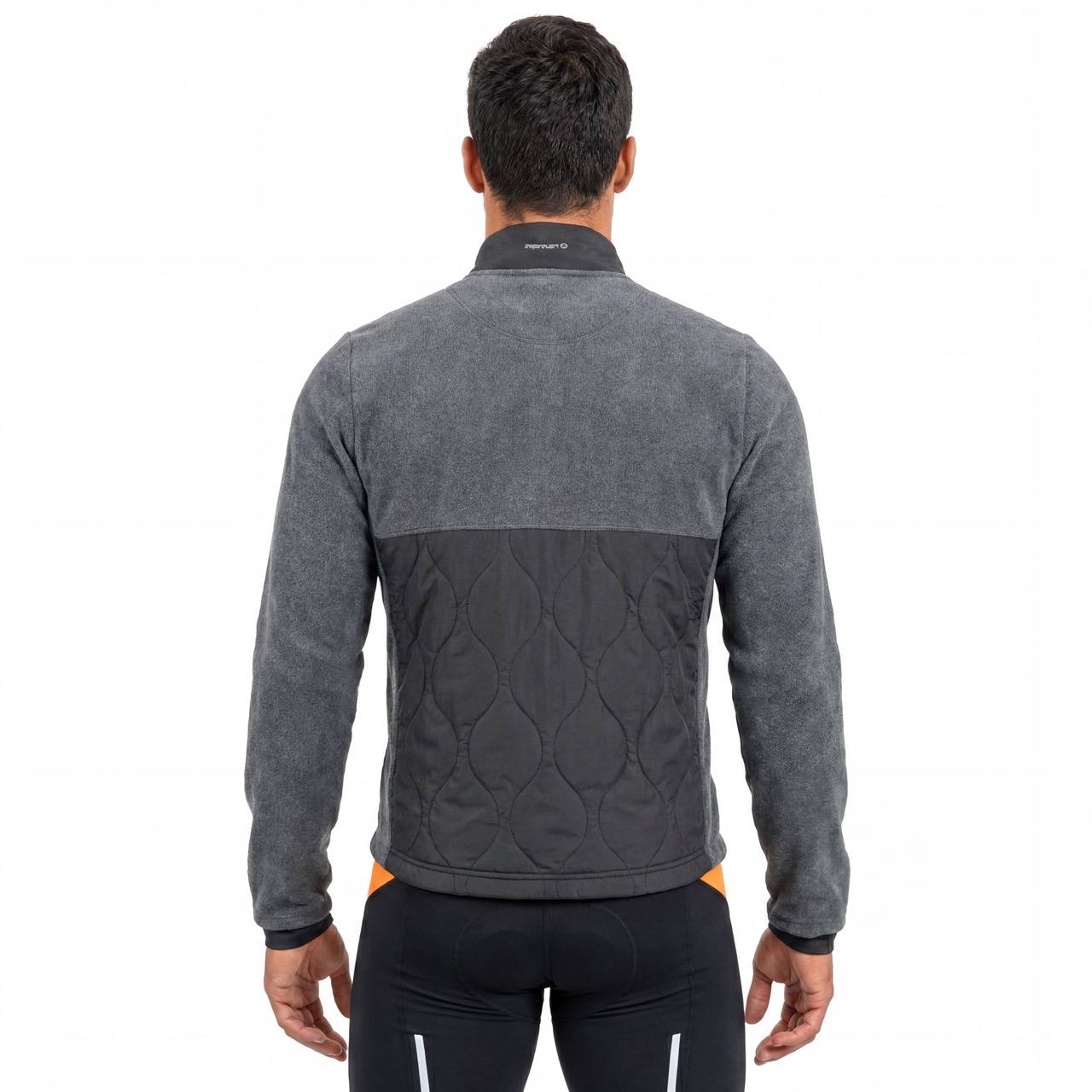 Mens Quiting Padded Panels Warm Polar Fleece Cycling Jacket
