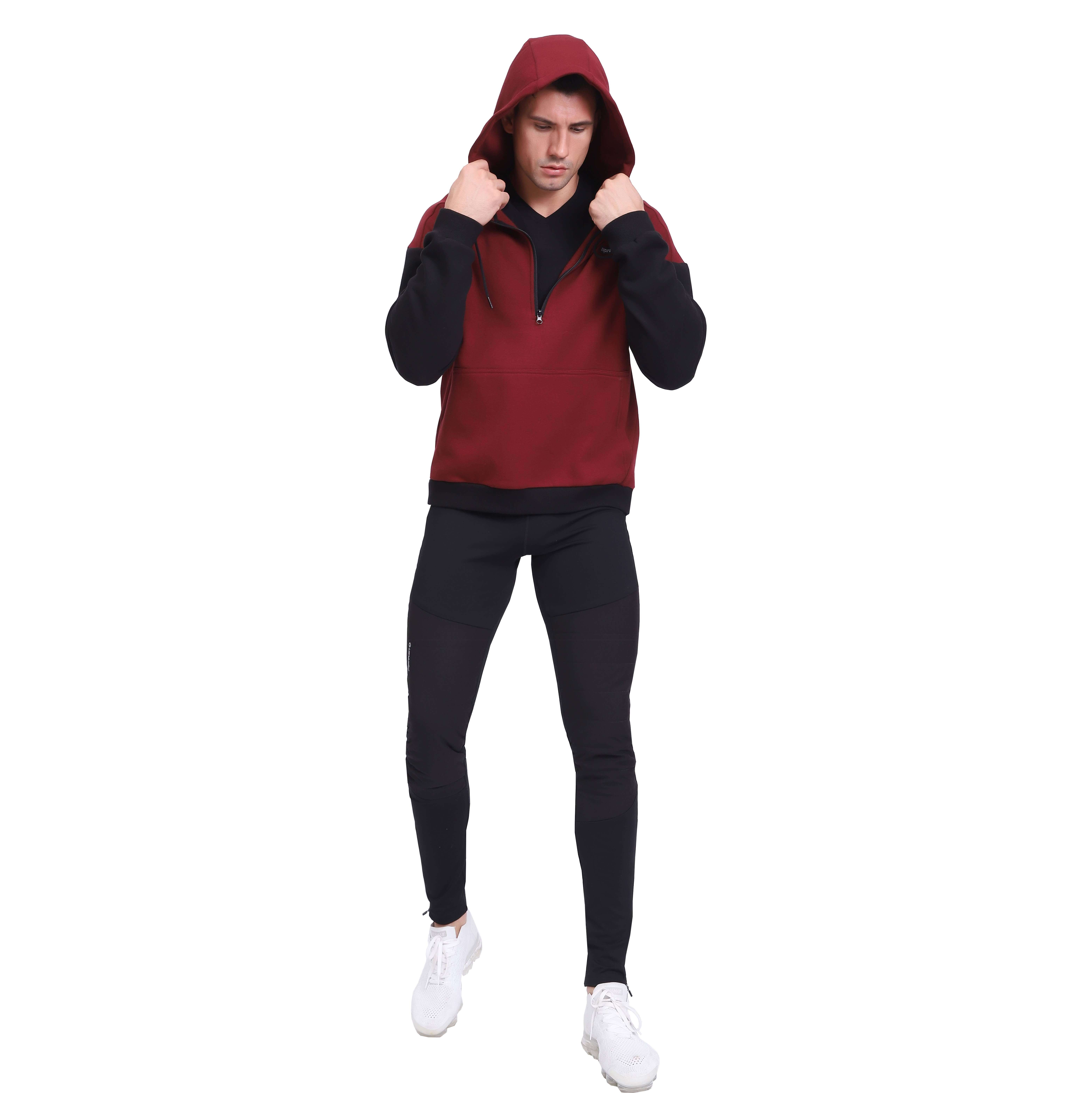 Men's Half Zipper Kangaroo Pocket Stylish Sports Sweatshirt Tops