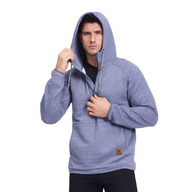  Men's Active Tonal Stripes Half Zipper Pullover Hoodie 
