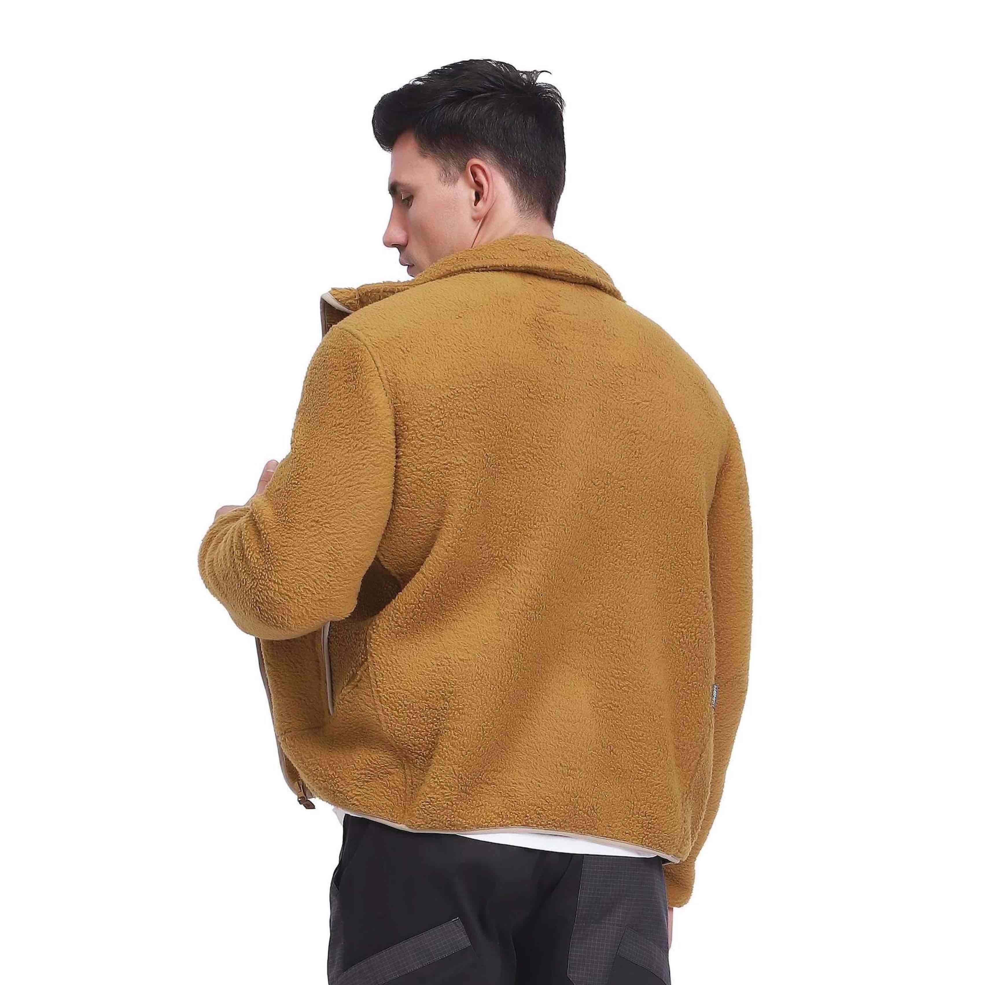 Men's Heavy Anti-Static Polar Fleece Hiking Zipper Short Jacket Winter Top