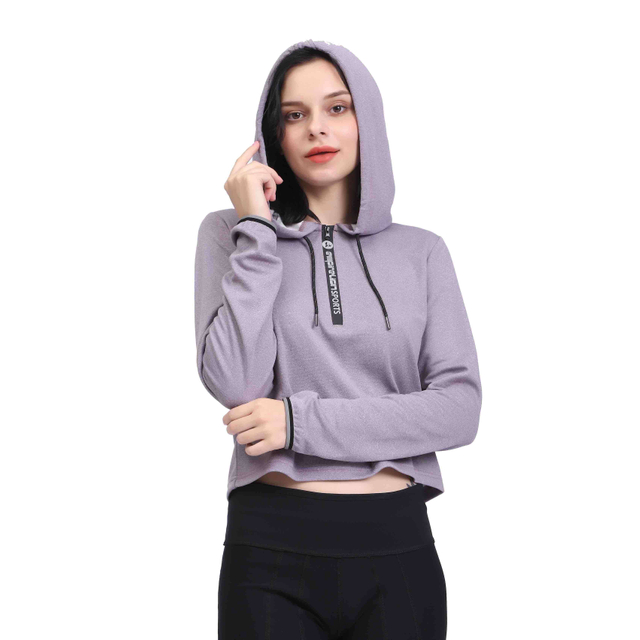 Women's Long Sleeve Workout Crop Top Sweatshirt Hoodies
