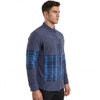Mens Check Panel Zipper Patch Pockets Hiking Shirts