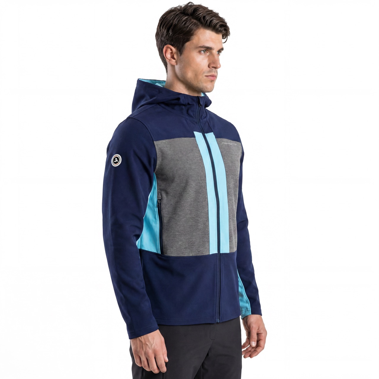 Mens Hiking Mountaineering Alpinism Running Color Blocked Zip Hoodie Jacket
