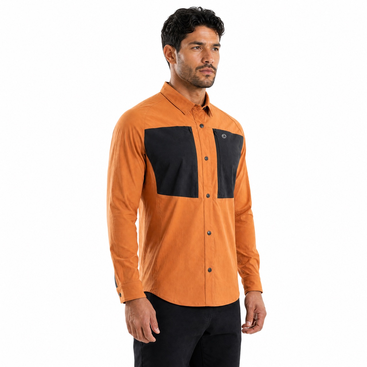 Mens Zip Patch Pockets Trekking Stretch Shirts