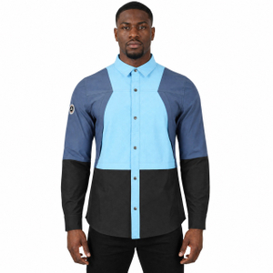 Mens Hiking Camping Contrast Panels Cooling Back & Armpit Vent Snaps Up Zipper Pockets Shirts