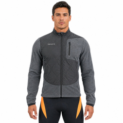 Mens Quiting Padded Panels Warm Polar Fleece Cycling Jacket