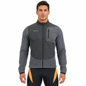 Mens Quiting Padded Panels Warm Polar Fleece Cycling Jacket