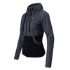 Women's Stripes Print Lightweight Full Zip Rib Hem Hoodie Jackets 