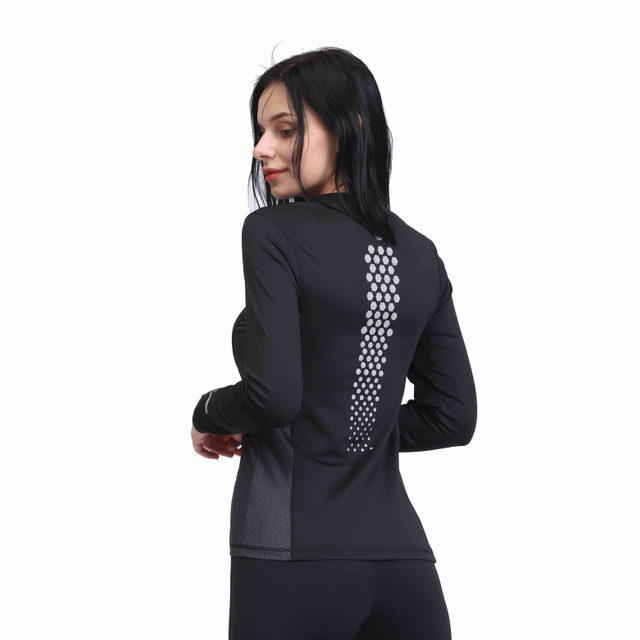 Black Cowl Neck Compression Baselayer Long Sleeve Top for Women