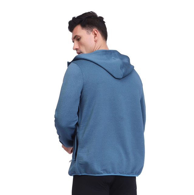 Men's Tonal Stripes Zipper Through Hoodie Jackets