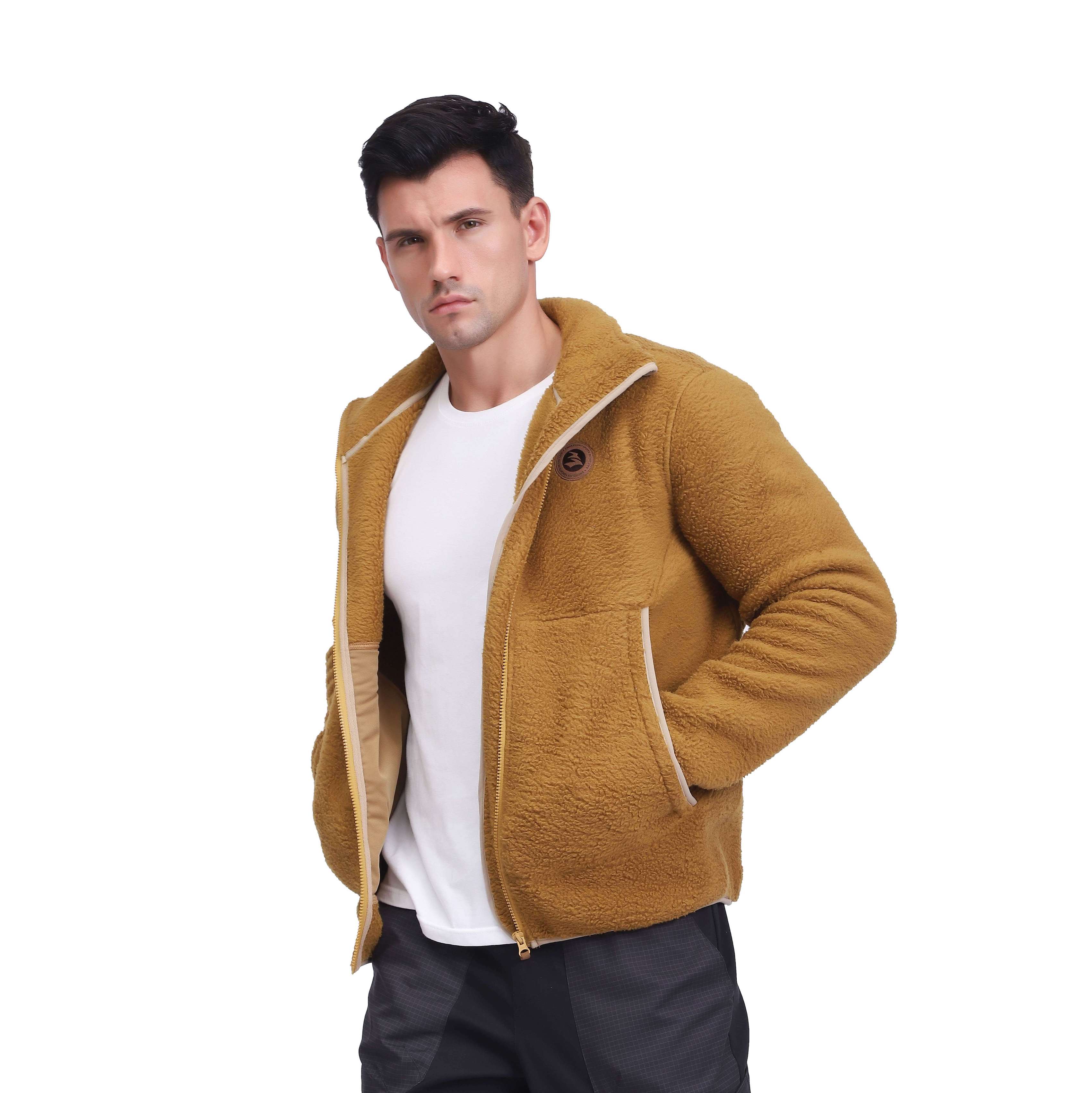 Men's Heavy Anti-Static Polar Fleece Hiking Zipper Short Jacket Winter Top