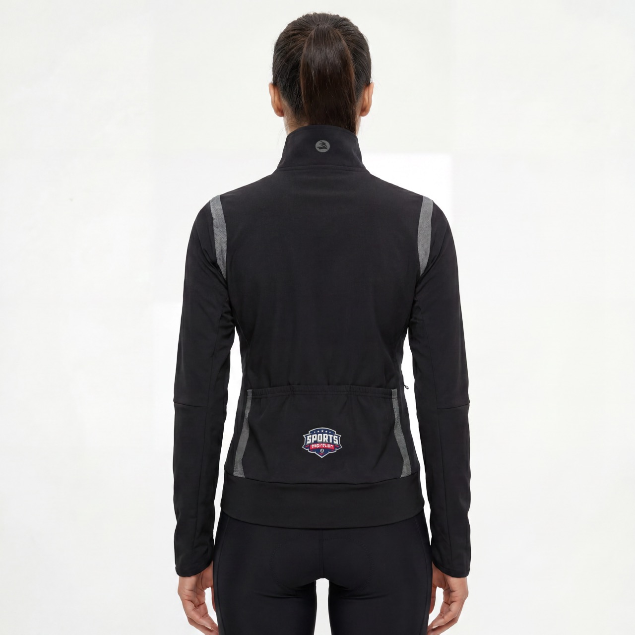 Womans High Neck Collar Reflective Trims Cycling Jacket