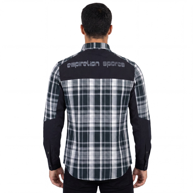 Mens Yarn Dyed Check Laser Cut Hole Yoke Hiking Shirts