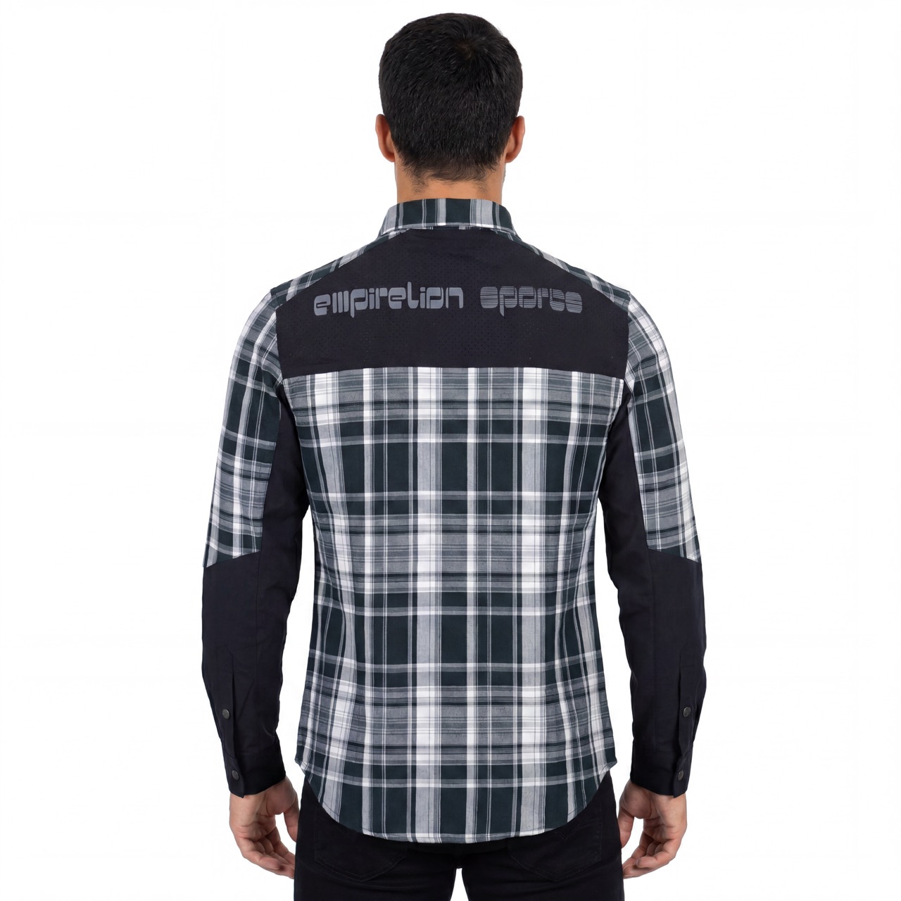 Mens Yarn Dyed Check Laser Cut Hole Yoke Hiking Shirts