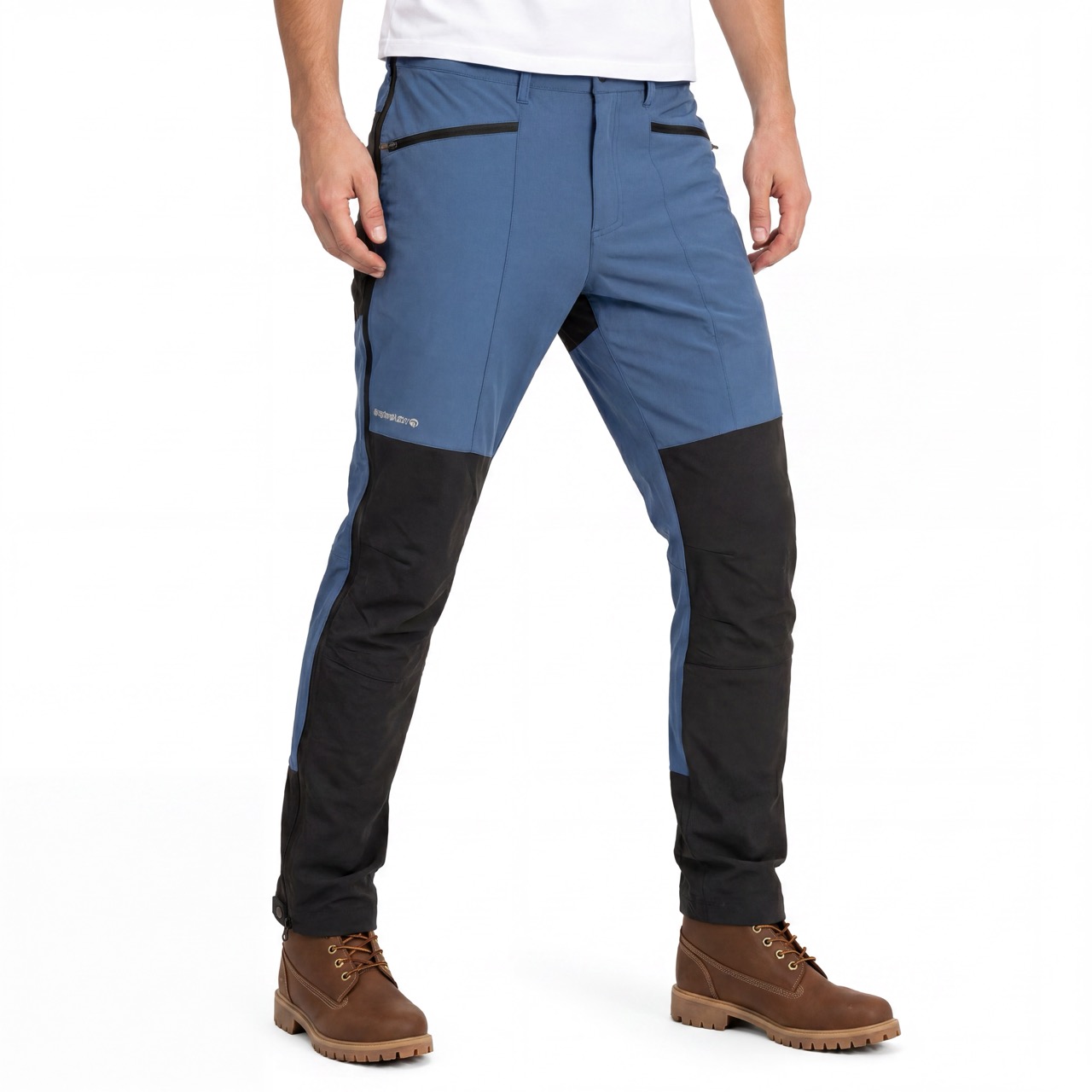 Mens Full Side Zippers Opening Hiking Trousers Color Block Snow Pant