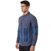 Mens Check Panel Zipper Patch Pockets Hiking Shirts