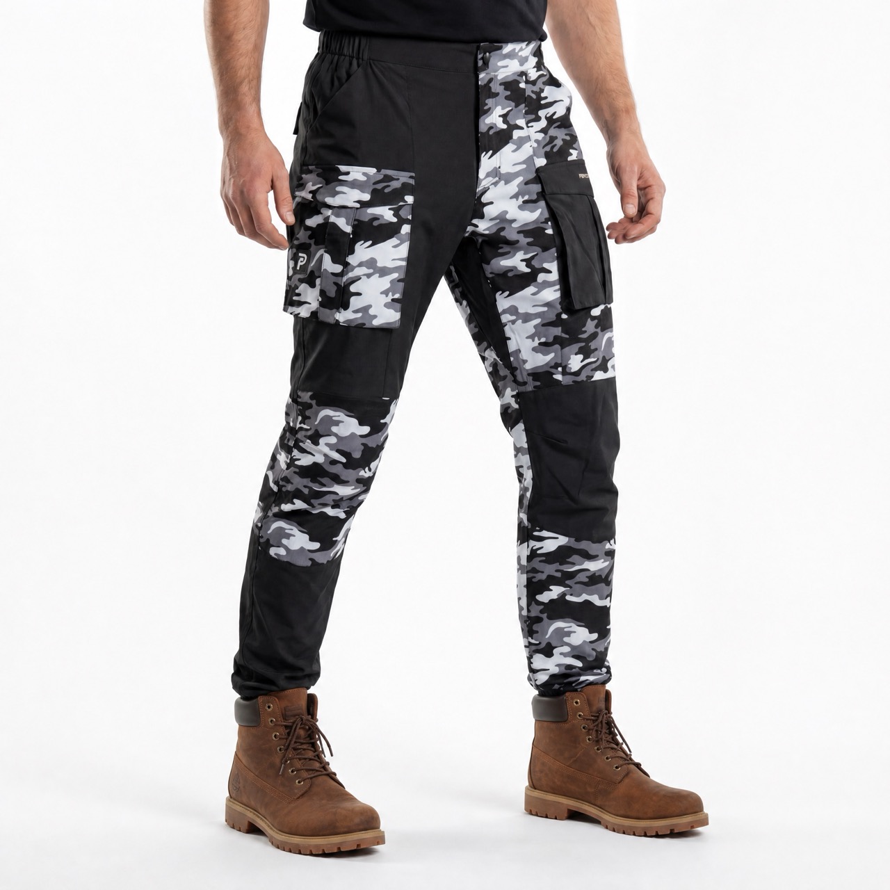 Mens Camouflage Print Color Block Panels Hiking Pant