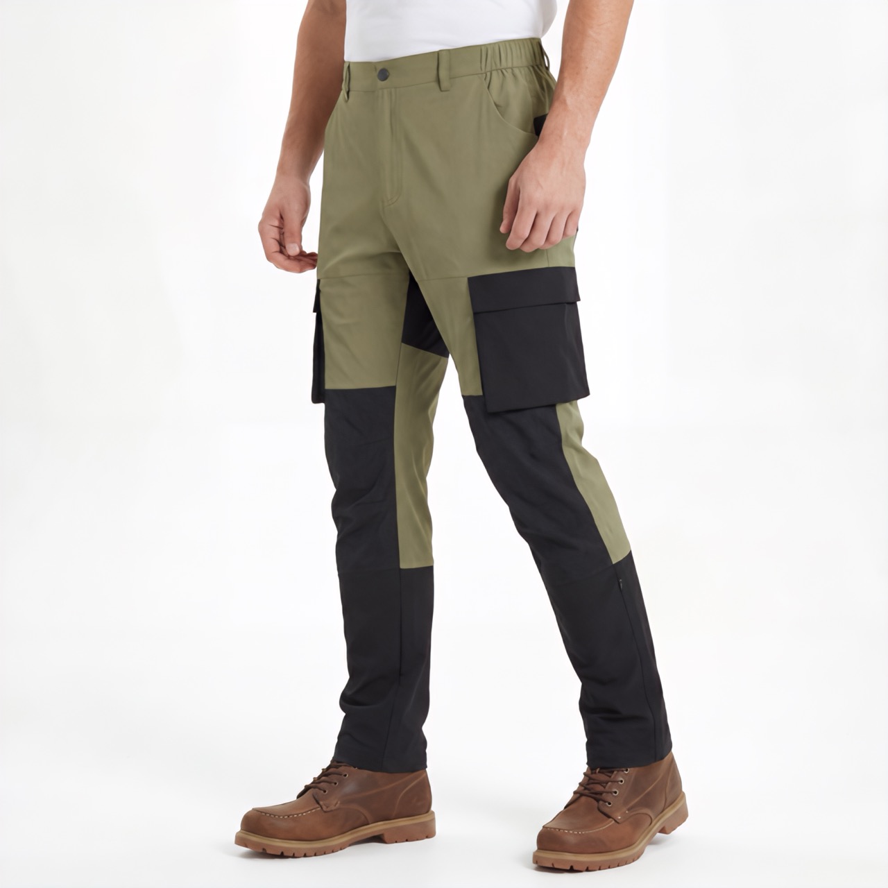 Mens Sports Fashion Cargo Pants Color Block Trekking Trousers