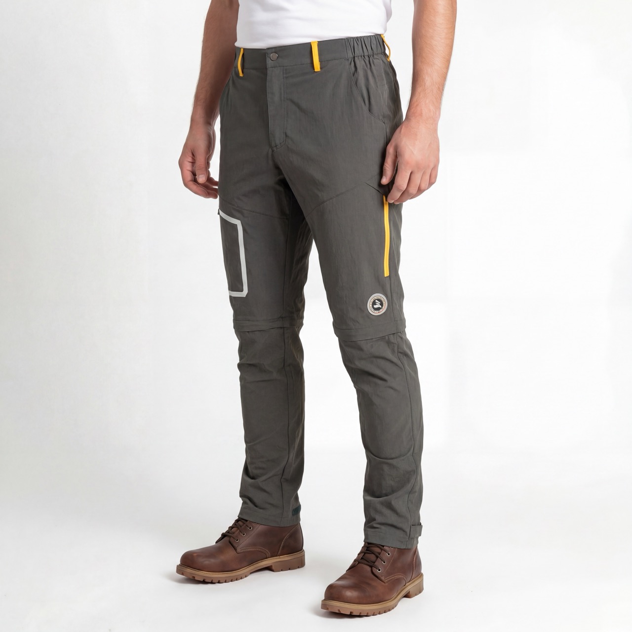 Mens Sports Fashion Zipper Off Pants Color Block Trekking Trousers